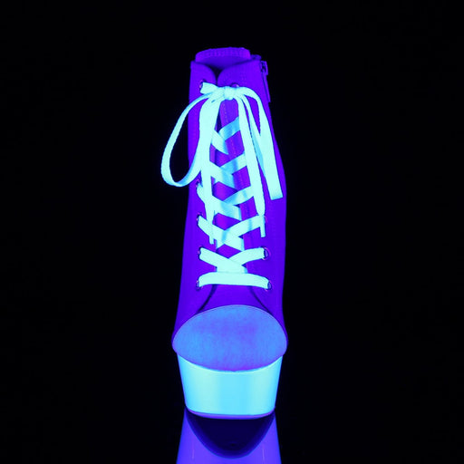 Pleaser DELIGHT-600SK-02 Platform Sneaker (Pink Canvas/Neon White)