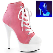 Pleaser DELIGHT-600SK-02 Platform Sneaker (Pink Canvas/Neon White)