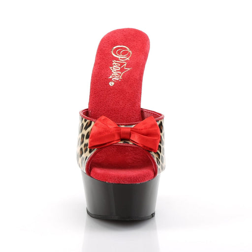 Pleaser DELIGHT-601-6 Platform Slide (Tan Leopard Print Faux Leather/Black)