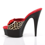Pleaser DELIGHT-601-6 Platform Slide (Tan Leopard Print Faux Leather/Black)