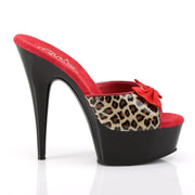 Pleaser DELIGHT-601-6 Platform Slide (Tan Leopard Print Faux Leather/Black)