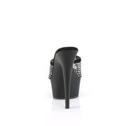 Pleaser DELIGHT-601-6RM Platform Slide (Black Faux Suede-Rhinestone Mesh/Black Matte)
