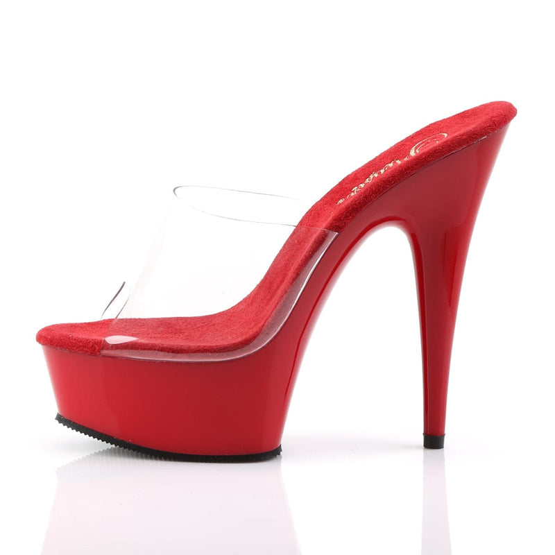 Pleaser DELIGHT-601 Platform Slide (Clear/Red)