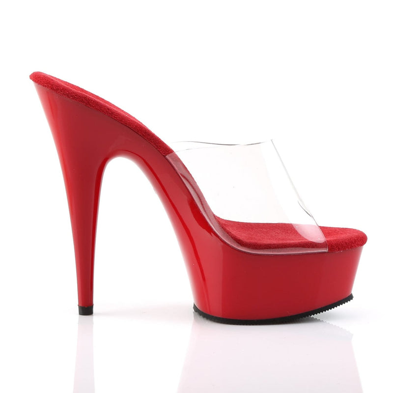 Pleaser DELIGHT-601 Platform Slide (Clear/Red)