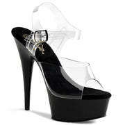 Pleaser DELIGHT-608 Platform Sandal (Clear/Black)
