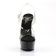 Pleaser DELIGHT-608 Platform Sandal (Clear/Black)