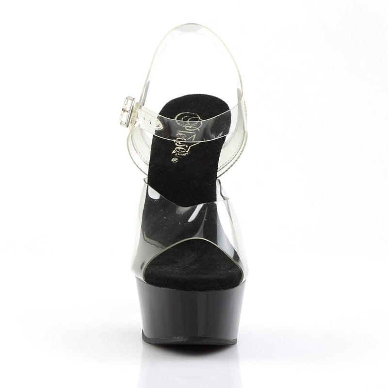 Pleaser DELIGHT-608 Platform Sandal (Clear/Black)