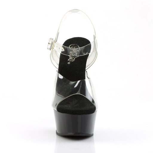 Pleaser DELIGHT-608 Platform Sandal (Clear/Black)