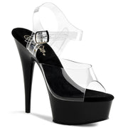 Pleaser DELIGHT-608 Platform Sandal (Clear/Black)
