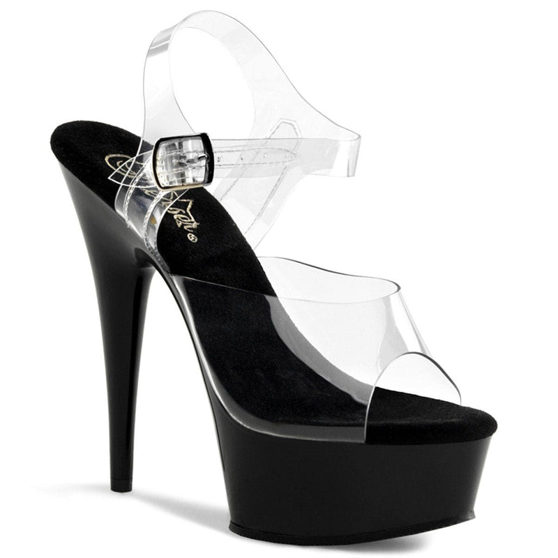 Pleaser DELIGHT-608 Platform Sandal (Clear/Black)