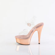 Pleaser DELIGHT-608 Platform Sandal (Clear/Rose Gold Chrome)