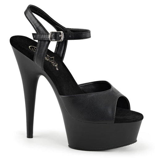 Pleaser DELIGHT-609 Platform Sandal (Black Faux Leather/Black Matte)