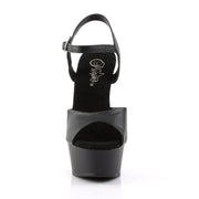 Pleaser DELIGHT-609 Platform Sandal (Black Faux Leather/Black Matte)