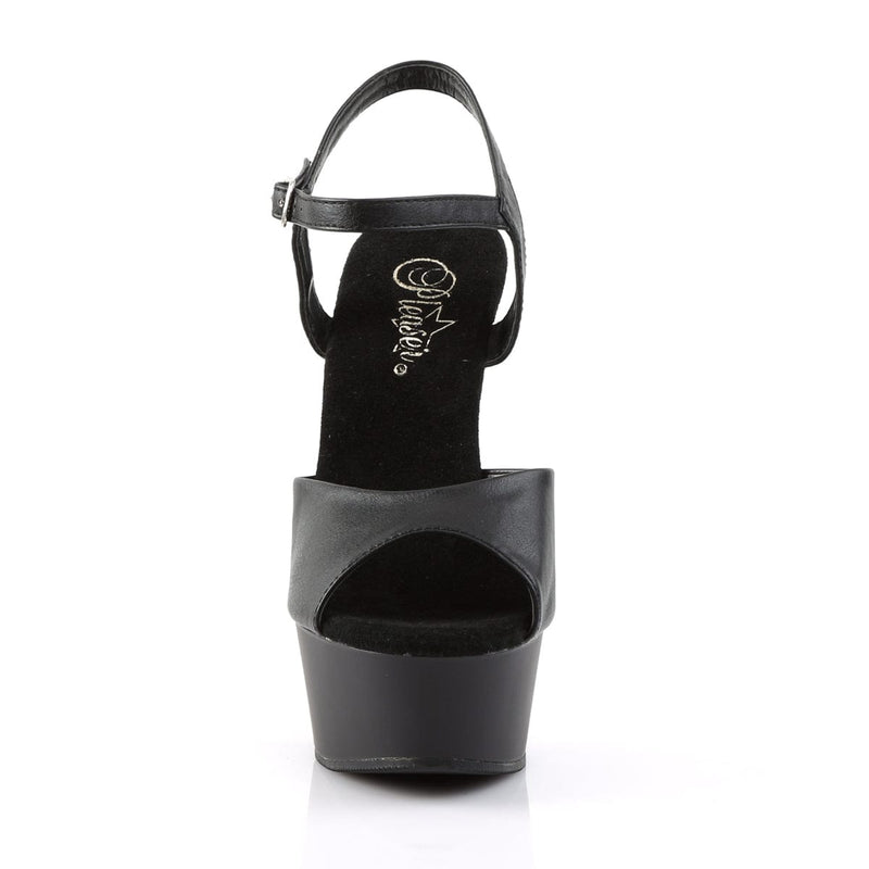 Pleaser DELIGHT-609 Platform Sandal (Black Faux Leather/Black Matte)