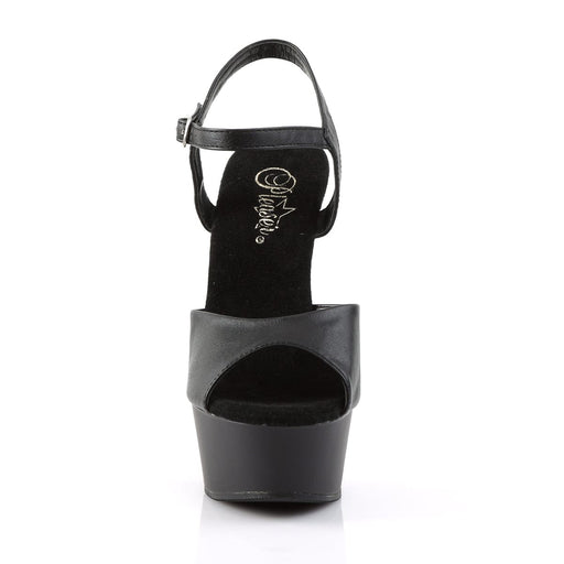 Pleaser DELIGHT-609 Platform Sandal (Black Faux Leather/Black Matte)