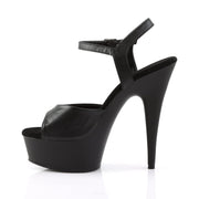 Pleaser DELIGHT-609 Platform Sandal (Black Faux Leather/Black Matte)