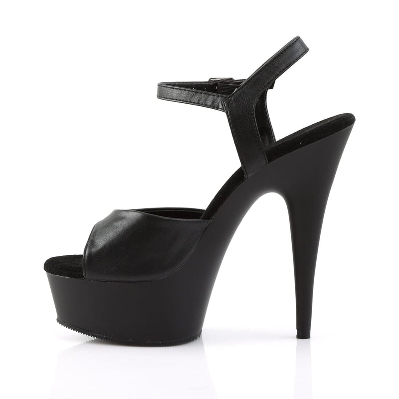 Pleaser DELIGHT-609 Platform Sandal (Black Faux Leather/Black Matte)