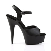 Pleaser DELIGHT-609 Platform Sandal (Black Faux Leather/Black Matte)