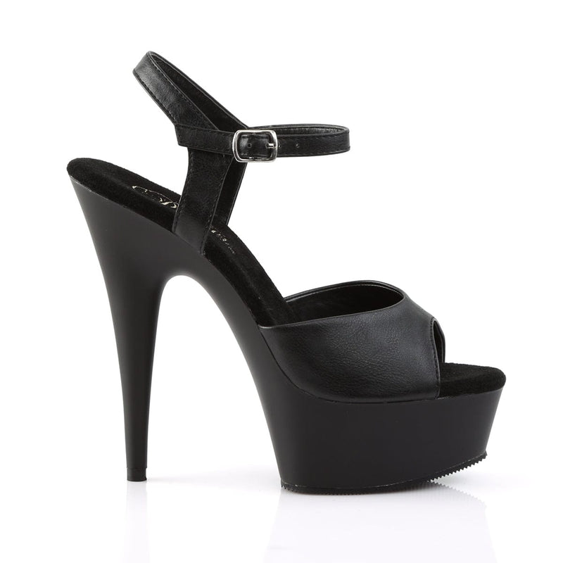 Pleaser DELIGHT-609 Platform Sandal (Black Faux Leather/Black Matte)