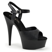 Pleaser DELIGHT-609 Platform Sandal (Black Faux Leather/Black Matte)