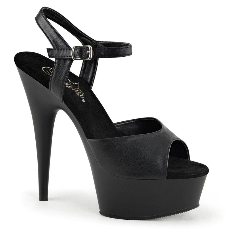 Pleaser DELIGHT-609 Platform Sandal (Black Faux Leather/Black Matte)