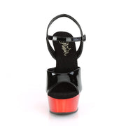 Pleaser DELIGHT-609 Platform Sandal (Black Patent/Red Chrome)