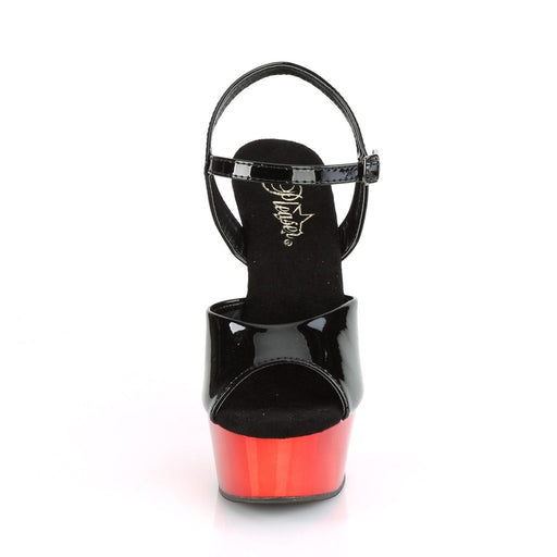 Pleaser DELIGHT-609 Platform Sandal (Black Patent/Red Chrome)