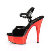 Pleaser DELIGHT-609 Platform Sandal (Black Patent/Red Chrome)