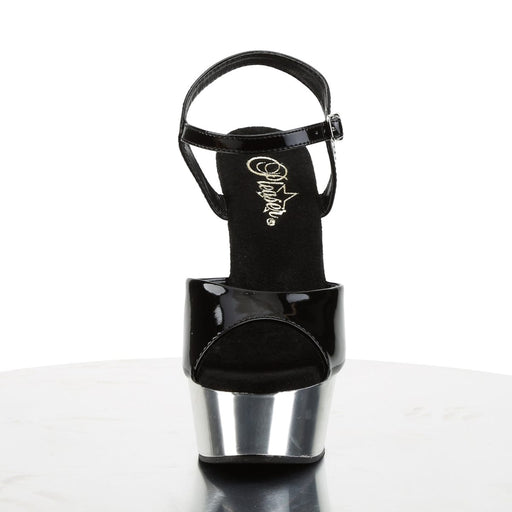 Pleaser DELIGHT-609 Platform Sandal (Black/Silver Chrome)