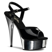 Pleaser DELIGHT-609 Platform Sandal (Black/Silver Chrome)