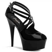 Pleaser DELIGHT-612 Platform Sandal (Black/Black)
