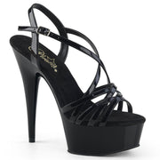 Pleaser DELIGHT-613 Platform Sandal (Black Patent/Black)
