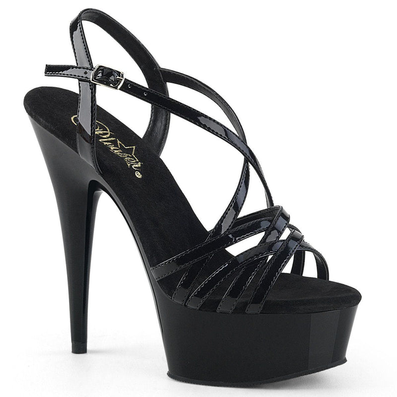 Pleaser DELIGHT-613 Platform Sandal (Black Patent/Black)
