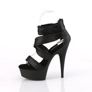Pleaser DELIGHT-620 Platform Sandal (Black Faux Le-Fabric/Black Matte)