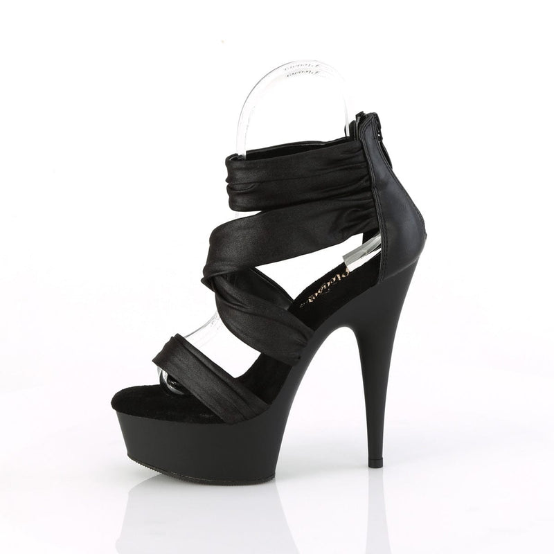 Pleaser DELIGHT-620 Platform Sandal (Black Faux Le-Fabric/Black Matte)