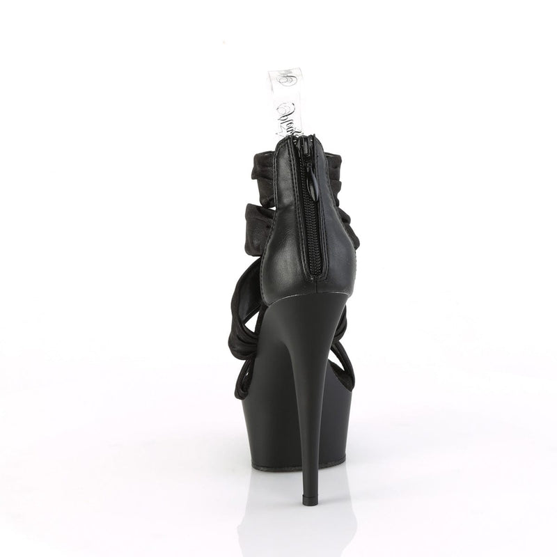 Pleaser DELIGHT-620 Platform Sandal (Black Faux Le-Fabric/Black Matte)