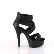 Pleaser DELIGHT-620 Platform Sandal (Black Faux Le-Fabric/Black Matte)