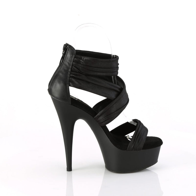 Pleaser DELIGHT-620 Platform Sandal (Black Faux Le-Fabric/Black Matte)