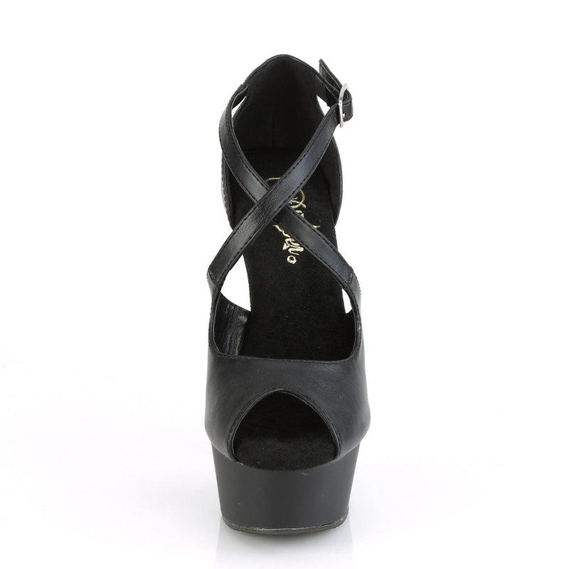 Pleaser DELIGHT-621 Platform Sandal (Black Faux Leather/Black Matte)