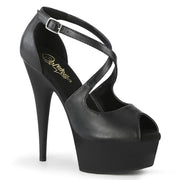 Pleaser DELIGHT-621 Platform Sandal (Black Faux Leather/Black Matte)