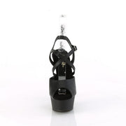 Pleaser DELIGHT-624-1 Platform Sandal (Black Faux Leather/Black Matte)