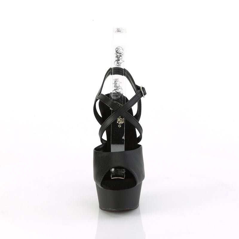 Pleaser DELIGHT-624-1 Platform Sandal (Black Faux Leather/Black Matte)