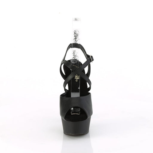 Pleaser DELIGHT-624-1 Platform Sandal (Black Faux Leather/Black Matte)