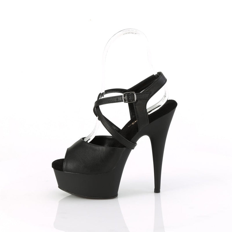 Pleaser DELIGHT-624-1 Platform Sandal (Black Faux Leather/Black Matte)