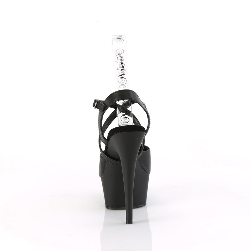Pleaser DELIGHT-624-1 Platform Sandal (Black Faux Leather/Black Matte)