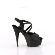 Pleaser DELIGHT-624-1 Platform Sandal (Black Faux Leather/Black Matte)