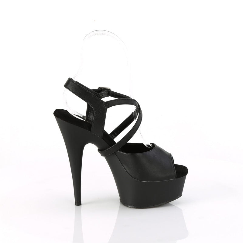 Pleaser DELIGHT-624-1 Platform Sandal (Black Faux Leather/Black Matte)