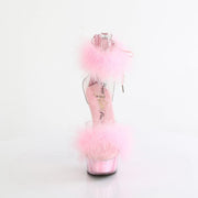 Pleaser DELIGHT-624F Platform Sandal (Clear-Baby Pink Fur/M)
