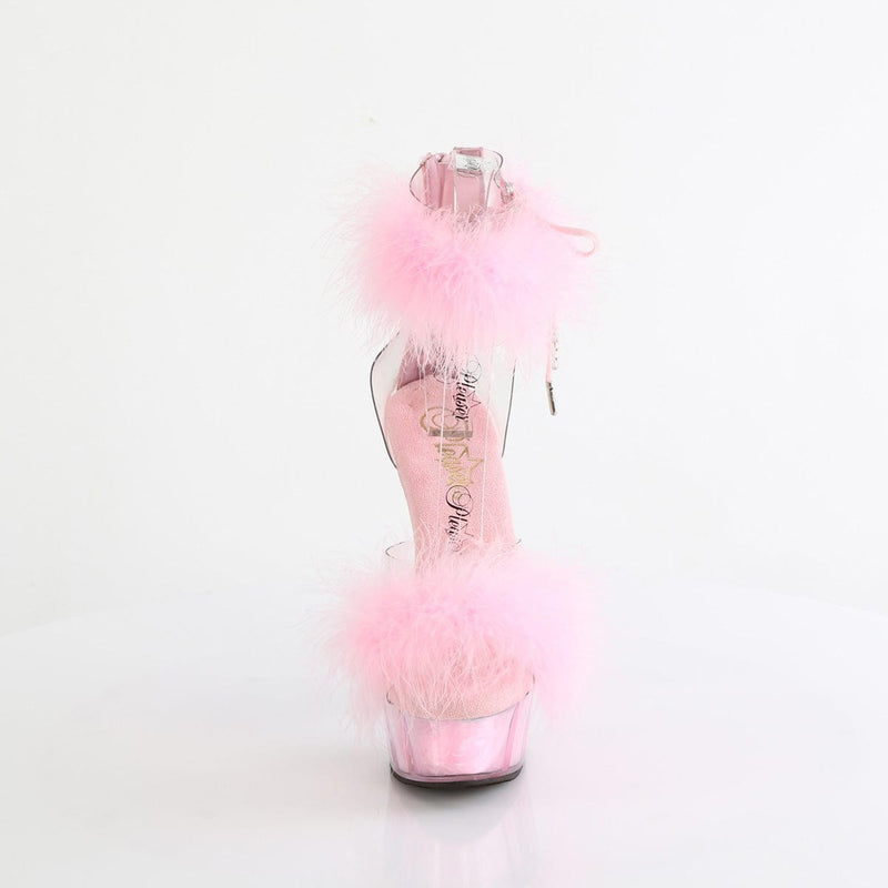 Pleaser DELIGHT-624F Platform Sandal (Clear-Baby Pink Fur/M)