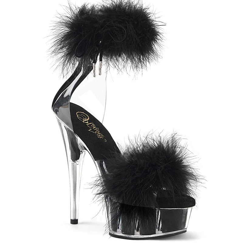Pleaser DELIGHT-624F Platform Sandal (Clear-Black Fur/M)